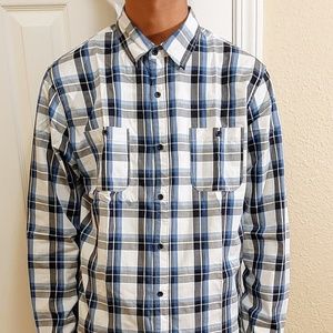 Wood Paper Button Up Sz L